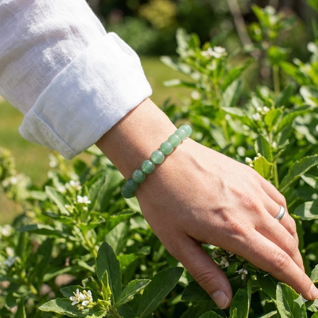 Natural Green Aventurine Bracelet, detail view