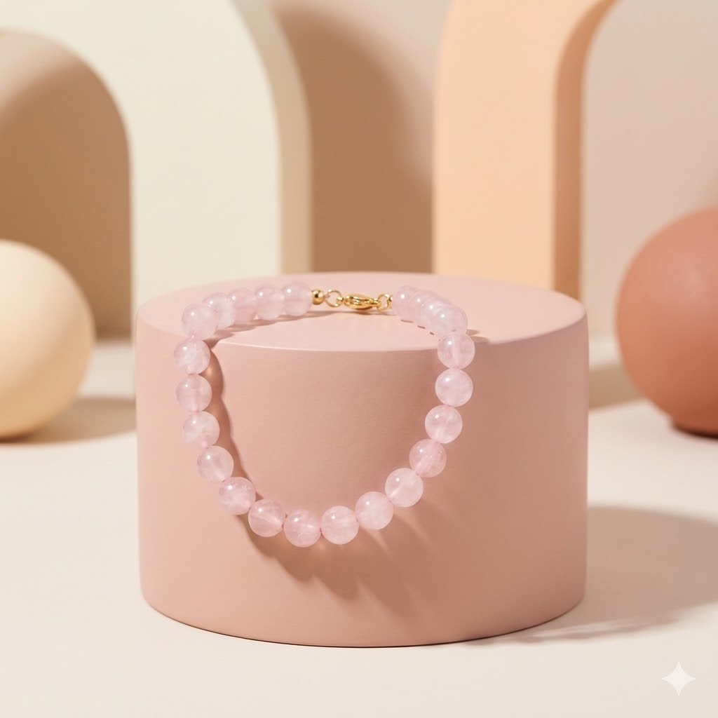Natural Rose Quartz Bracelet, additional view