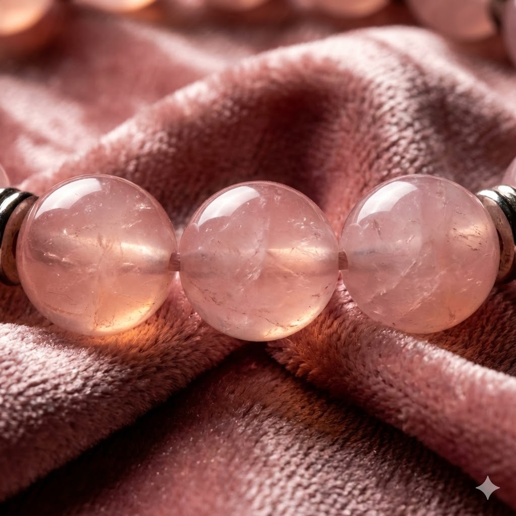 Natural Rose Quartz Bracelet, alternate view