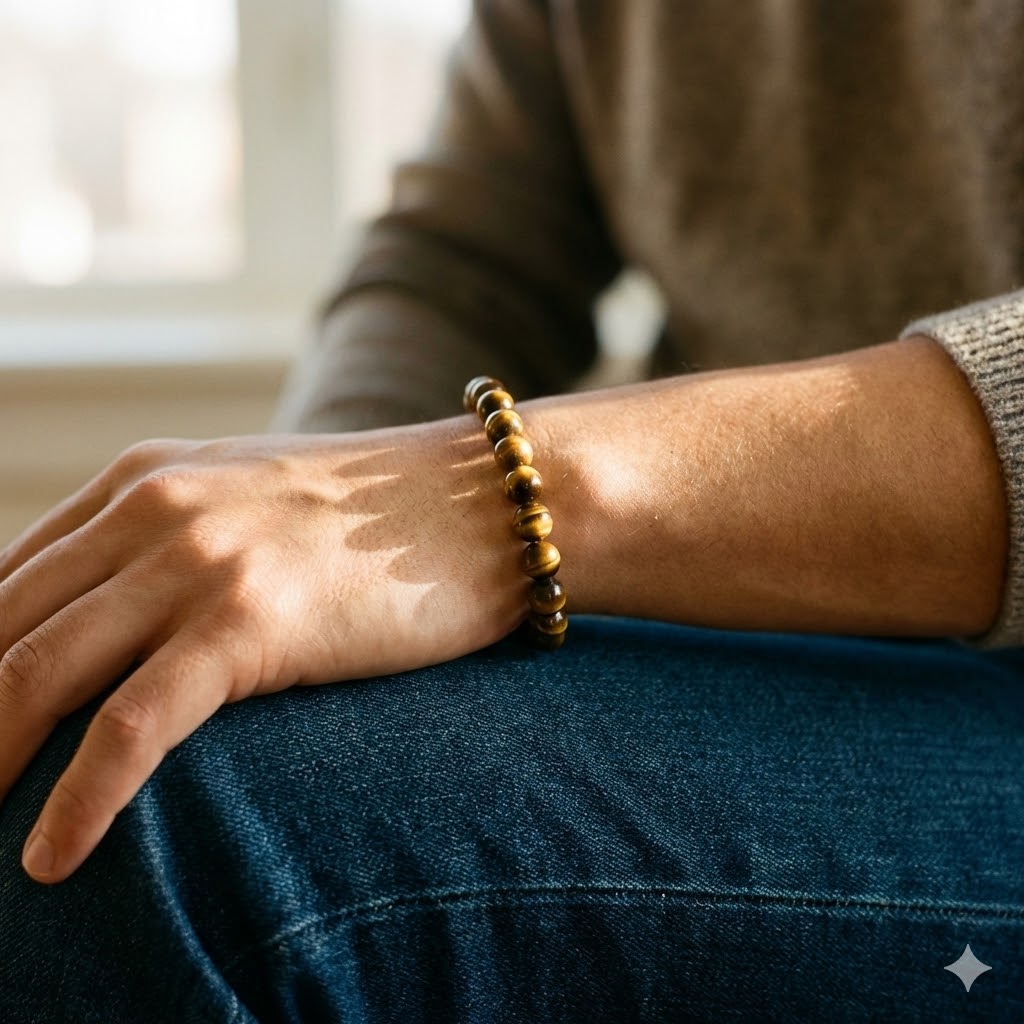 Natural Tiger Eye Bracelet, detail view