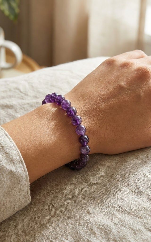 Natural Amethyst Bracelet - styled view
