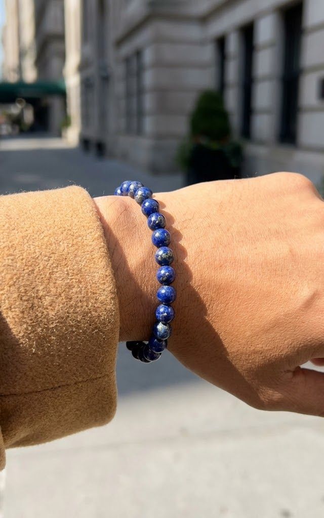Natural Lapis Lazuli Bracelet - styled view