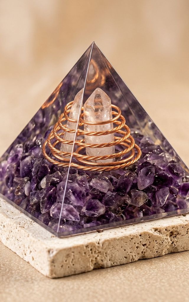 Madagascar Rose Quartz Orgone Pyramid for Love & Relationship Harmony