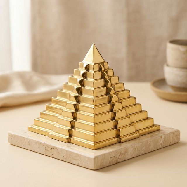 Solid Brass 9-Layer Vastu Energy Pyramid with 81 Micro-Pyramids