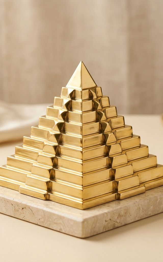 Solid Brass 9-Layer Vastu Energy Pyramid with 81 Micro-Pyramids