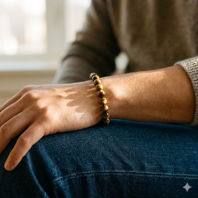 Original Tiger Eye Stone Bracelet - styled view